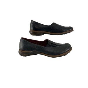 Romika Black Leather Step-In Flats Women's Size 9